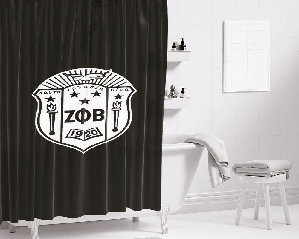 Black White Logo Zeta Phi Beta Bathroom Shower Curtain Fabric Waterproof | 66 X 72 Inch