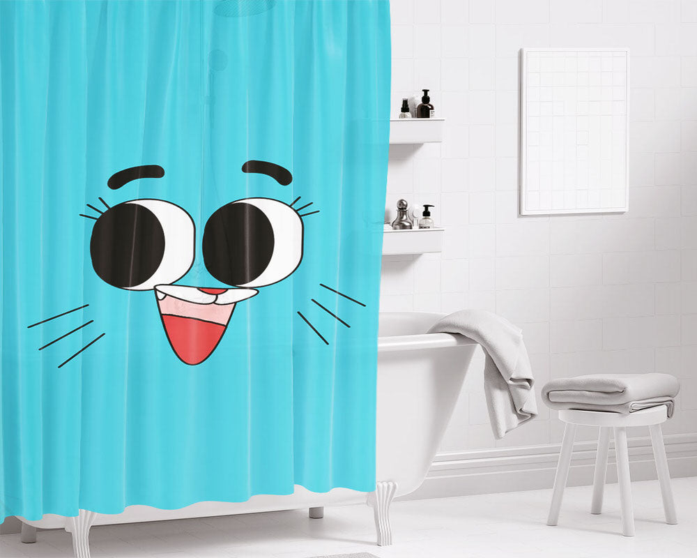 Blue Rabit Face Bathroom Shower Curtain Fabric Waterproof | 66 X 72 Inch