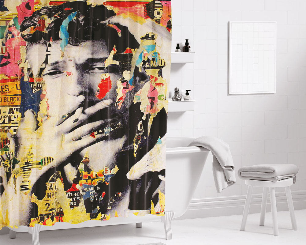 Bob Dilan Smoking Stencil Bathroom Shower Curtain Fabric Waterproof | 66 X 72 Inch