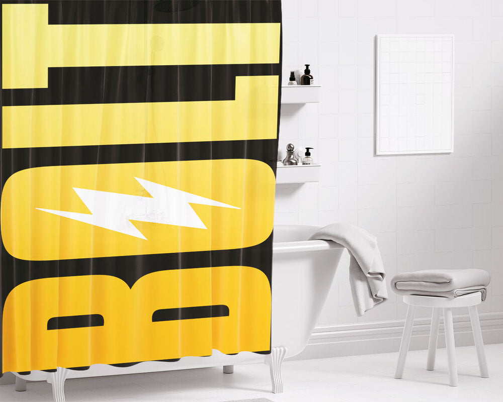 Bolt Logo Bathroom Shower Curtain Fabric Waterproof | 66 X 72 Inch