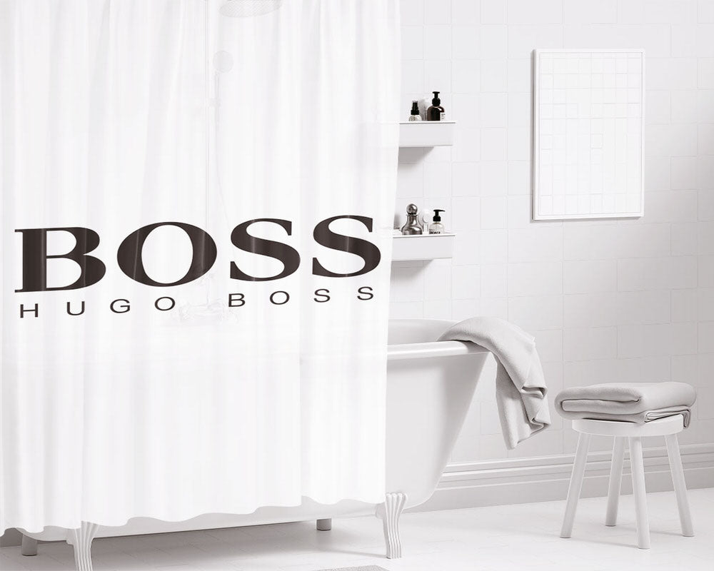Boss Hugo Boss White Bathroom Shower Curtain Fabric Waterproof | 66 X 72 Inch