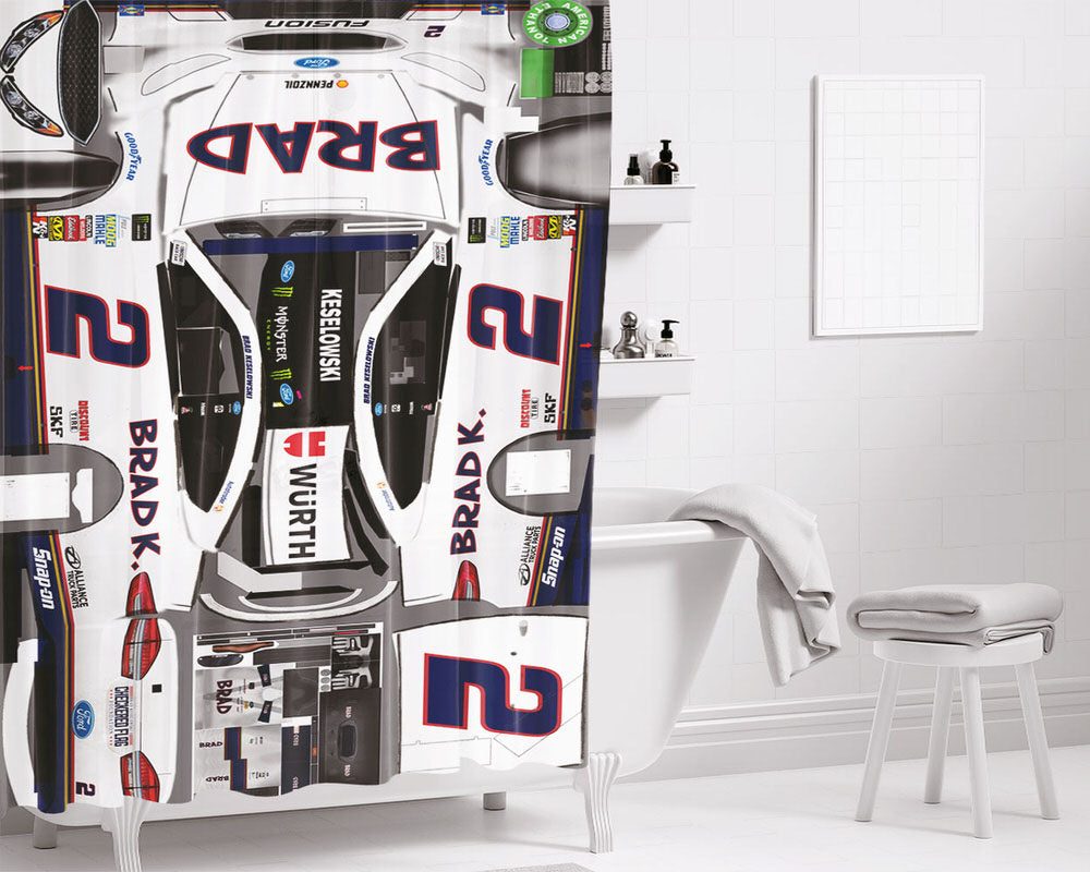 Brad Keselowski'S Car Stikers Bathroom Shower Curtain Fabric Waterproof | 66 X 72 Inch