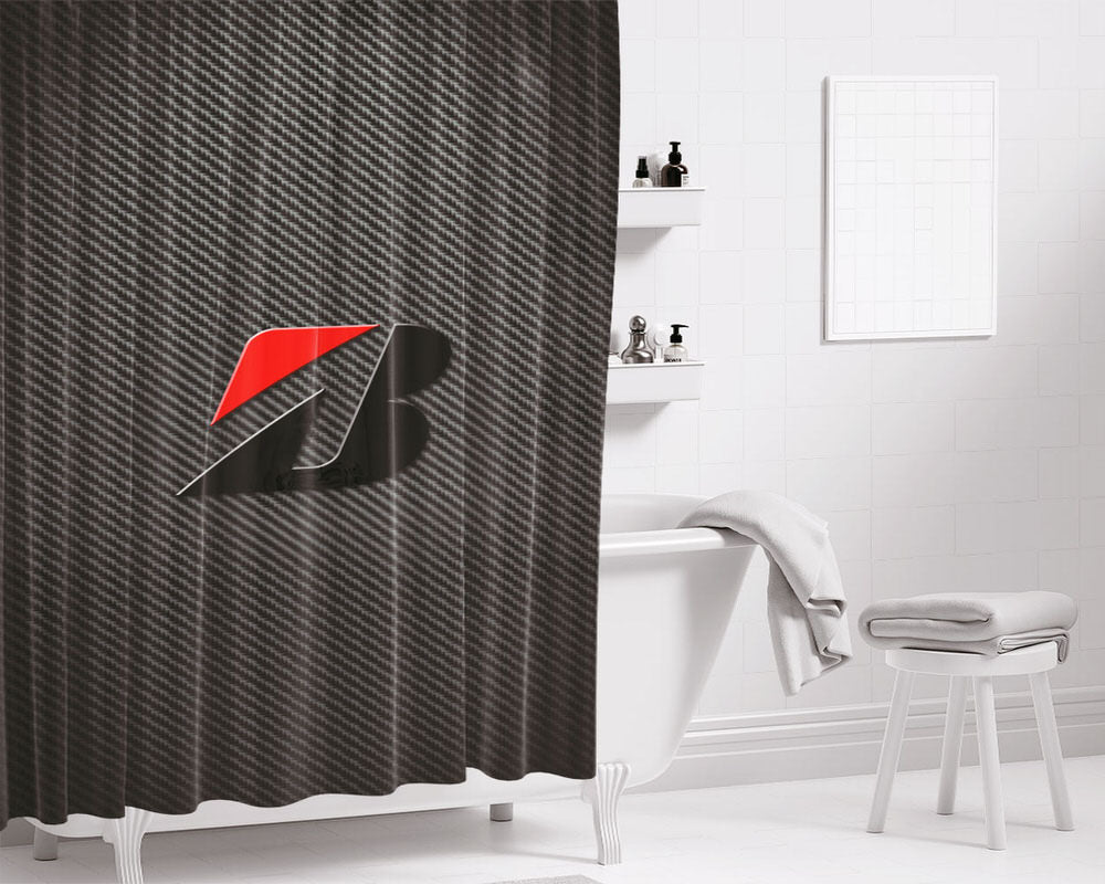 Bridgestone Carbon Fiber Logo Bathroom Shower Curtain Fabric Waterproof | 66 X 72 Inch