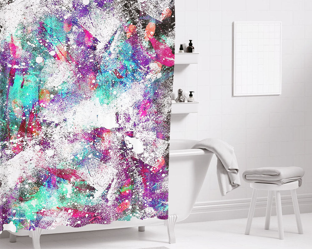 Broken Galaxy Bathroom Shower Curtain Fabric Waterproof | 66 X 72 Inch