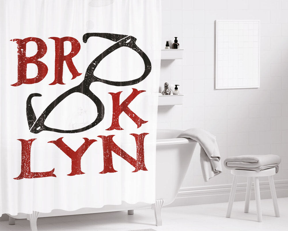 Broklyn Glass Bathroom Shower Curtain Fabric Waterproof | 66 X 72 Inch