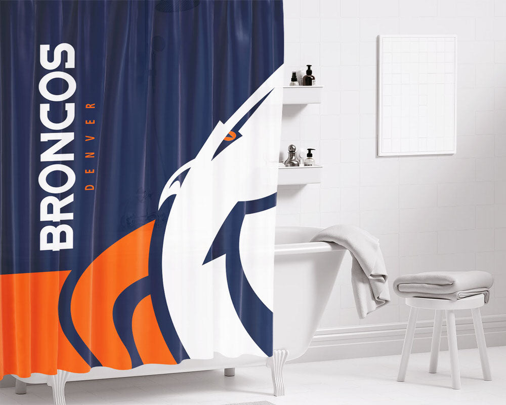 Broncos Denv Bathroom Shower Curtain Fabric Waterproof | 66 X 72 Inch