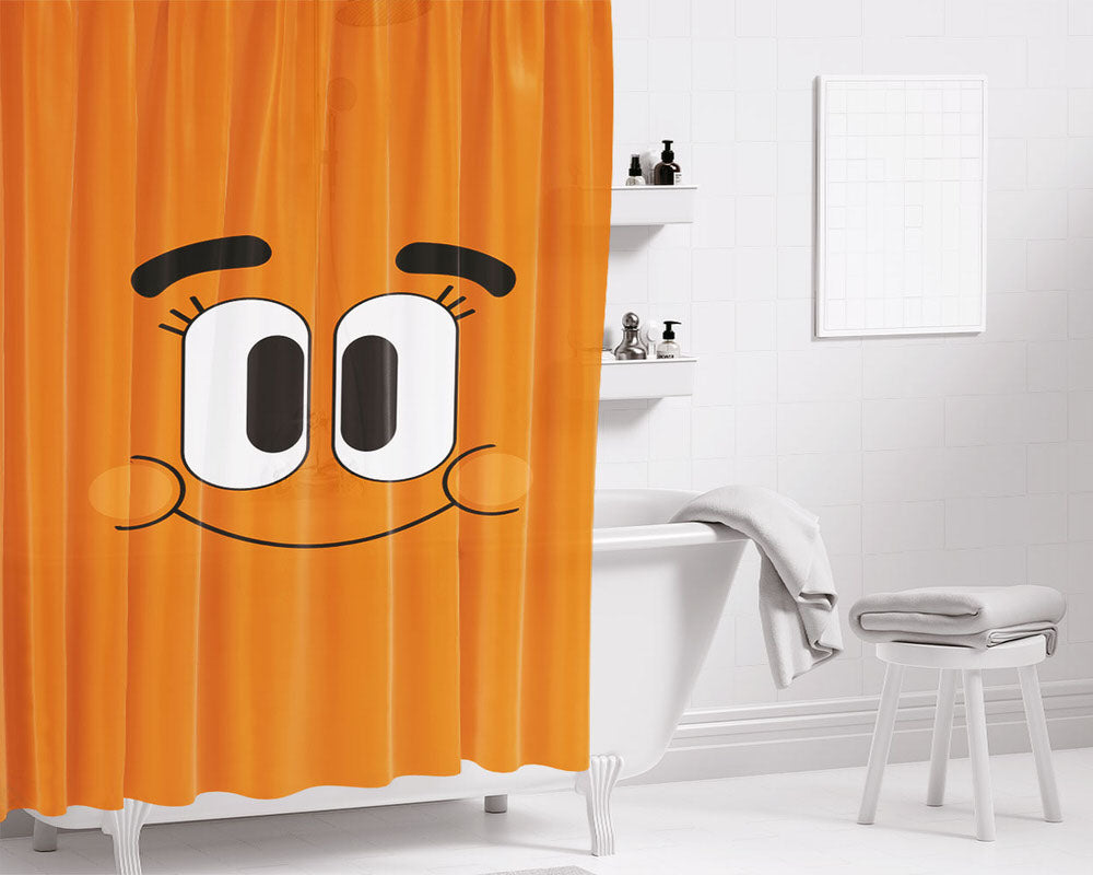 Brown Flat Face Bathroom Shower Curtain Fabric Waterproof | 66 X 72 Inch