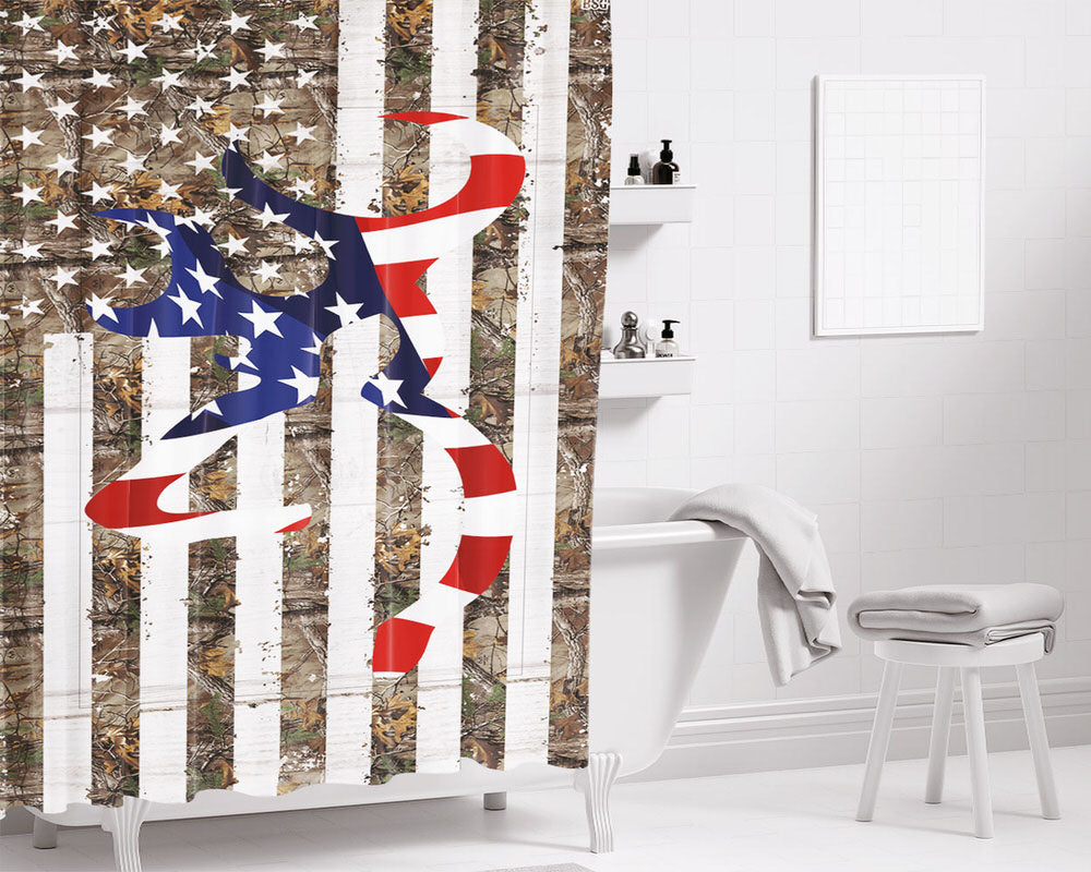 Browning Rebel Logo Bathroom Shower Curtain Fabric Waterproof | 66 X 72 Inch