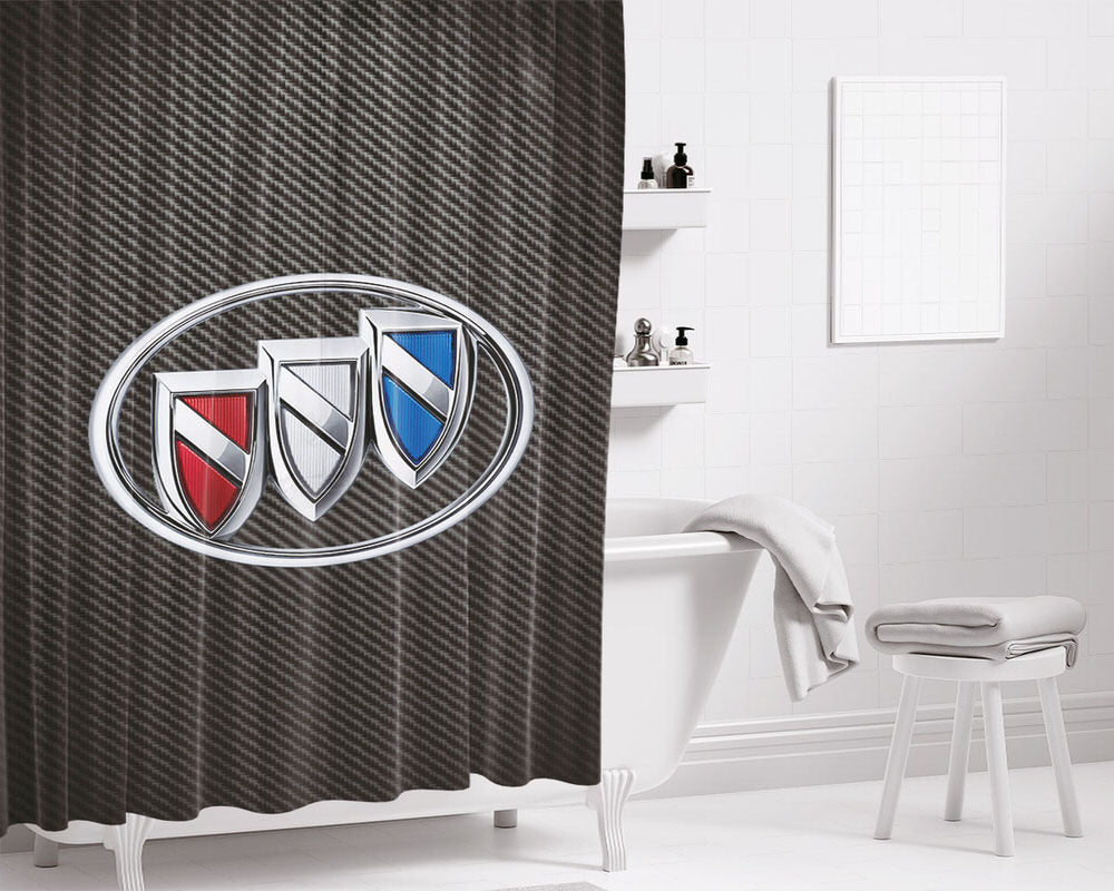 Buick Byuik Carbon Fiber Logo Bathroom Shower Curtain Fabric Waterproof | 66 X 72 Inch