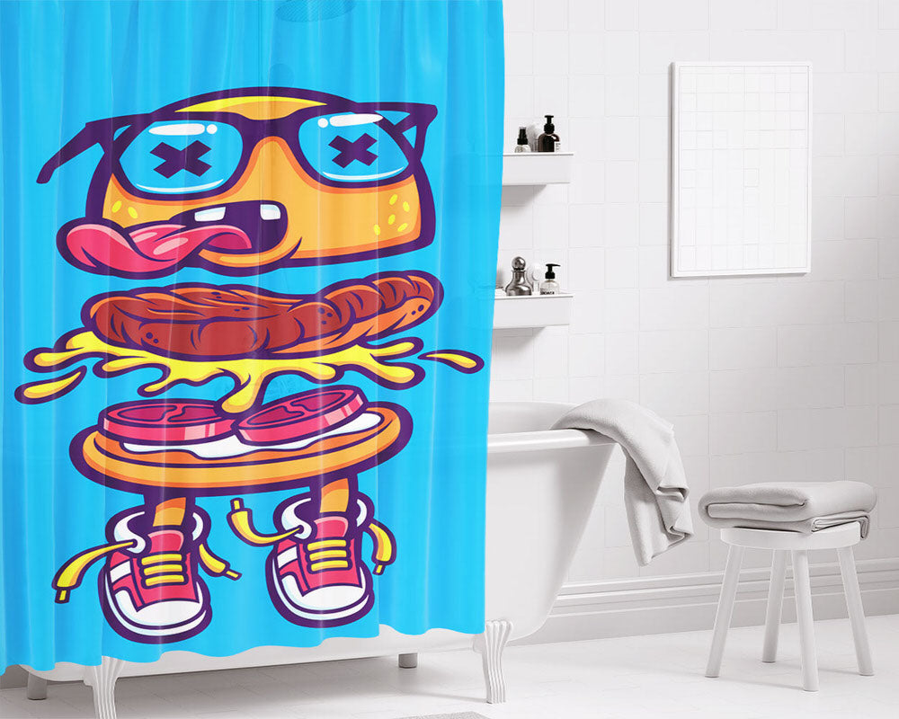 Burger Bathroom Shower Curtain Fabric Waterproof | 66 X 72 Inch