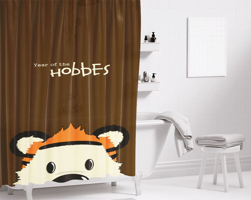 Calvin And Holbes Bathroom Shower Curtain Fabric Waterproof | 66 X 72 Inch
