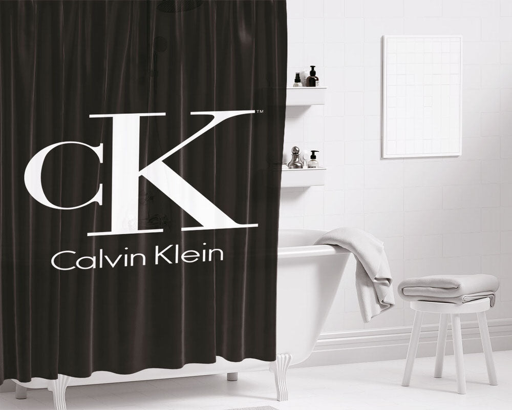 Calvin Klein Black Bathroom Shower Curtain Fabric Waterproof | 66 X 72 Inch