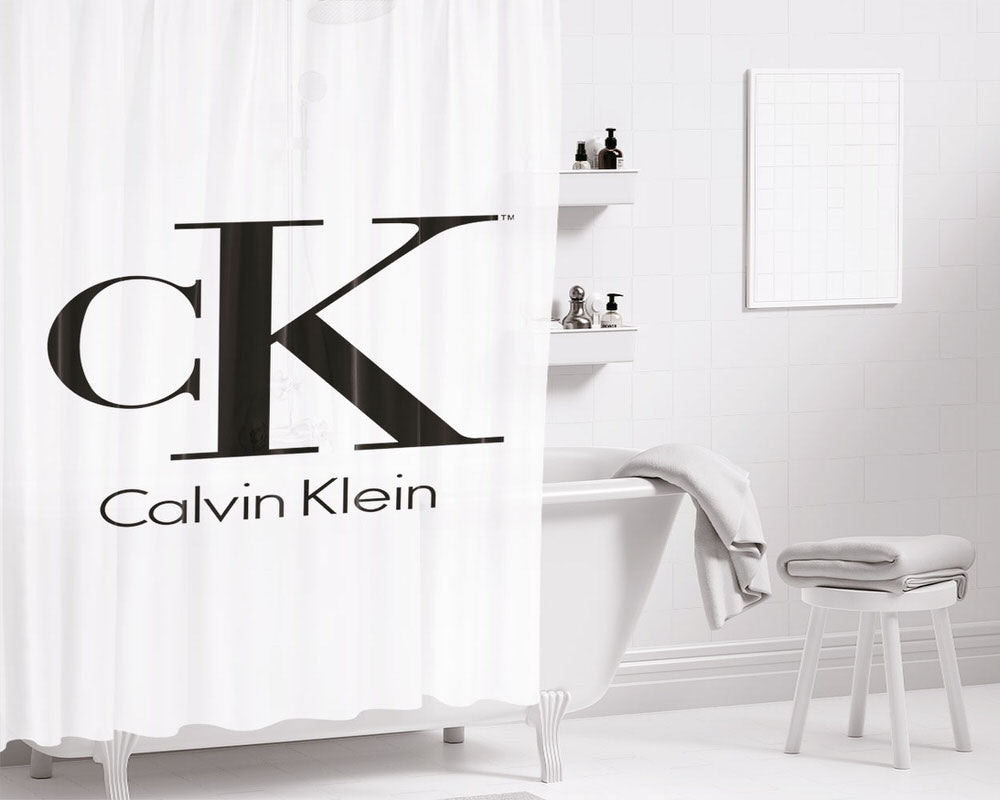 Calvin Klein White Bathroom Shower Curtain Fabric Waterproof | 66 X 72 Inch