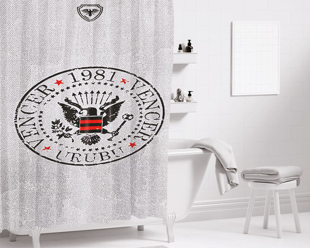 Caneca Gel Flamengo Zico Vermelho 1981 Bathroom Shower Curtain Fabric Waterproof | 66 X 72 Inch
