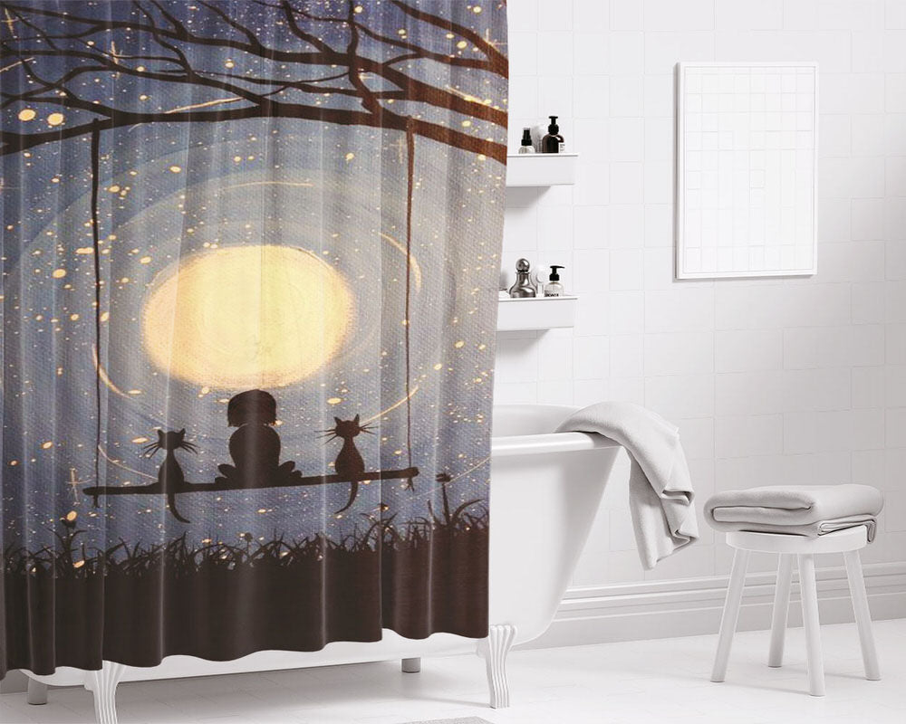 Canvas Painting For Beginners Bathroom Shower Curtain Fabric Waterproof | 66 X 72 Inch