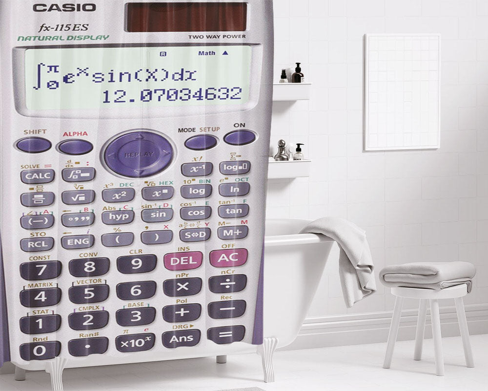 Casio Scientific Calculator Art Bathroom Shower Curtain Fabric Waterproof | 66 X 72 Inch