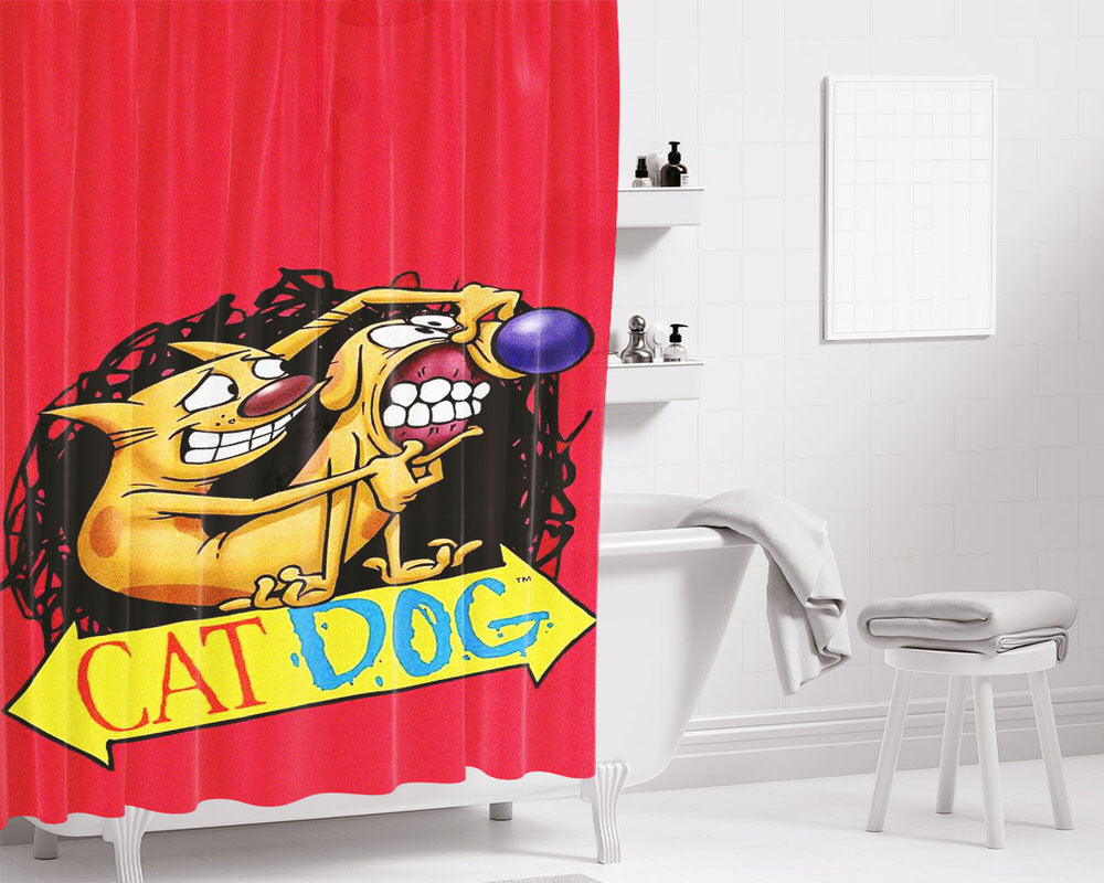 Catdog 3 Poster Movie Pink Bathroom Shower Curtain Fabric Waterproof | 66 X 72 Inch