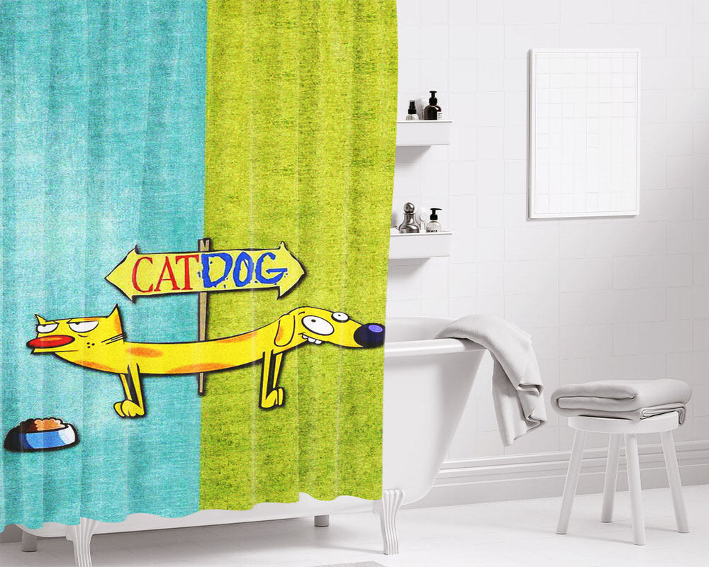Catdog Poster Bathroom Shower Curtain Fabric Waterproof | 66 X 72 Inch