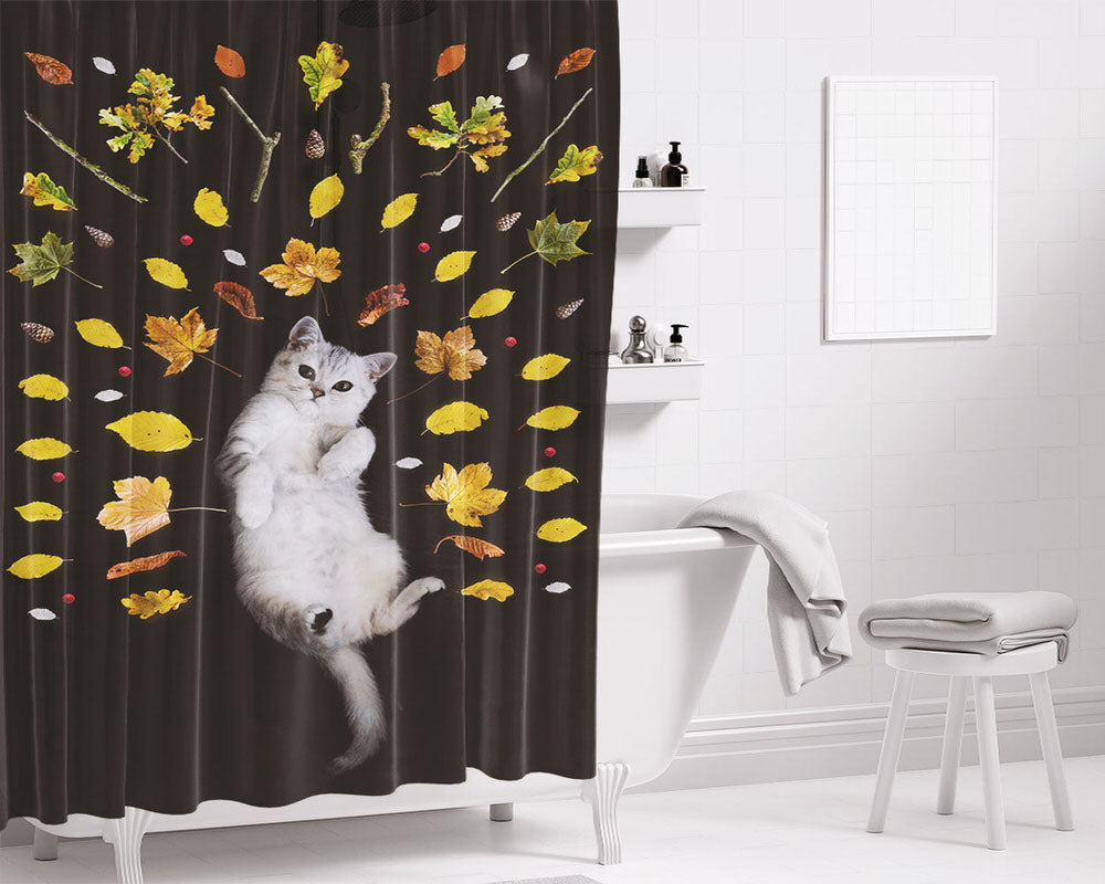 Cats Photo Bathroom Shower Curtain Fabric Waterproof | 66 X 72 Inch
