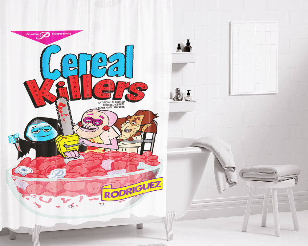 Cereal Killers Wallpaper Primitive Skate Bathroom Shower Curtain Fabric Waterproof | 66 X 72 Inch