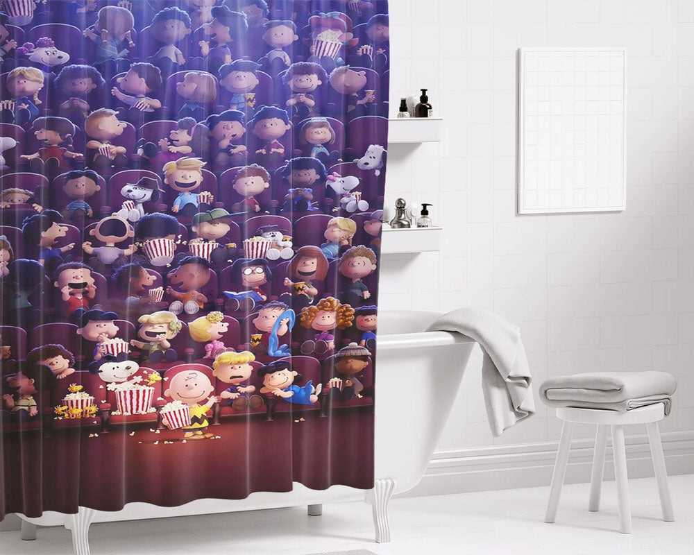 Charlie Brown Hug Bathroom Shower Curtain Fabric Waterproof | 66 X 72 Inch