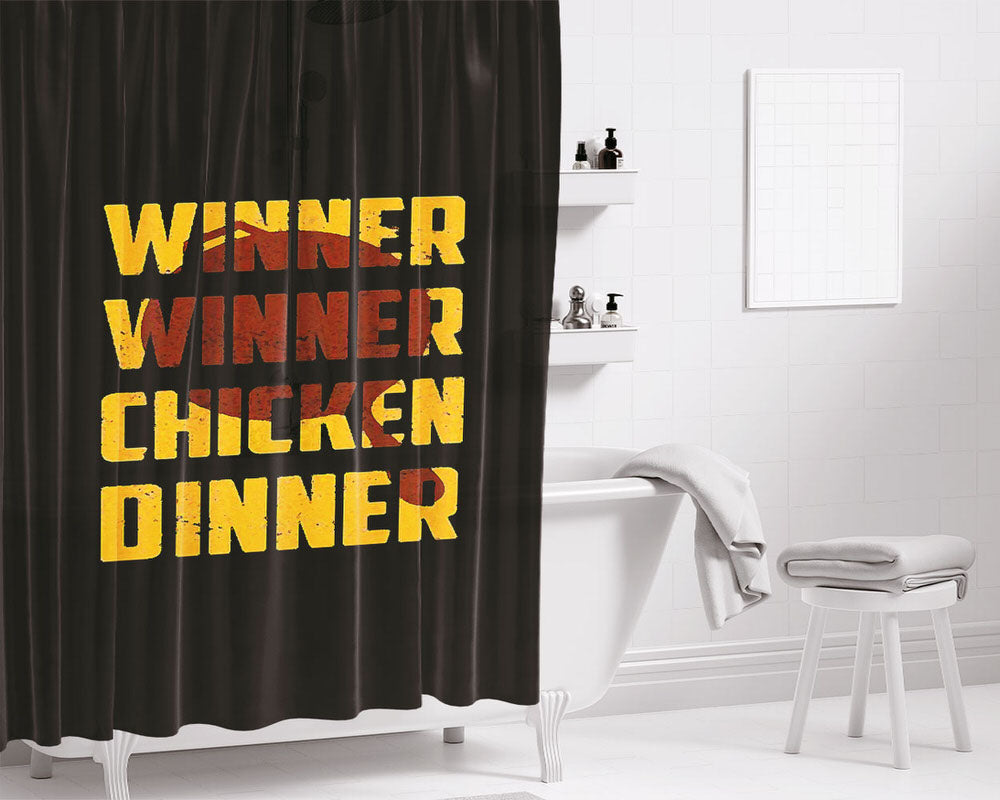 Chicken Winner Dinner Logo Bathroom Shower Curtain Fabric Waterproof | 66 X 72 Inch