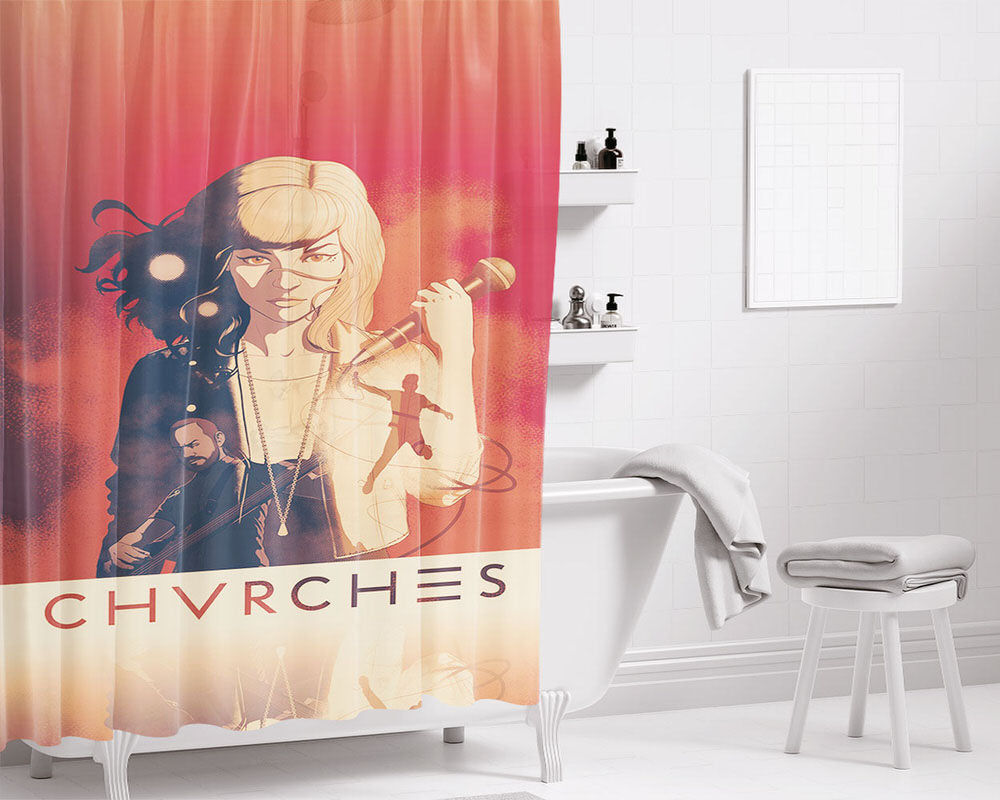 Chvrches Band Bathroom Shower Curtain Fabric Waterproof | 66 X 72 Inch