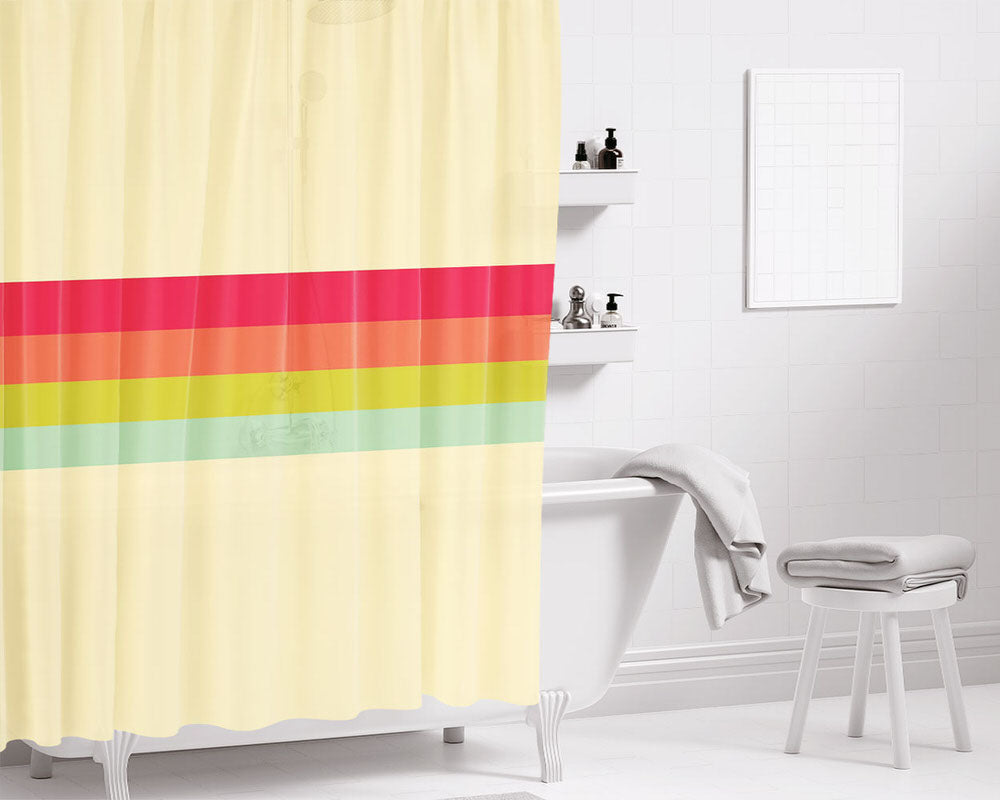 Clasic Retro Stripes Bathroom Shower Curtain Fabric Waterproof | 66 X 72 Inch