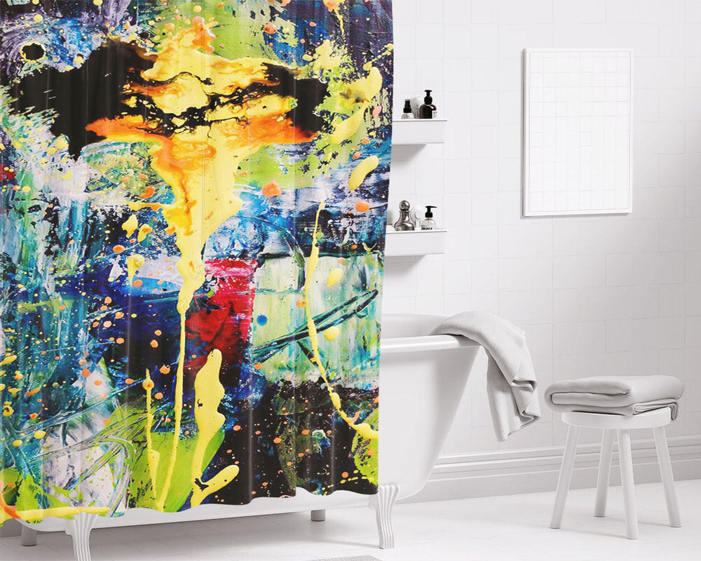Contemporary Art Spl Bathroom Shower Curtain Fabric Waterproof | 66 X 72 Inch