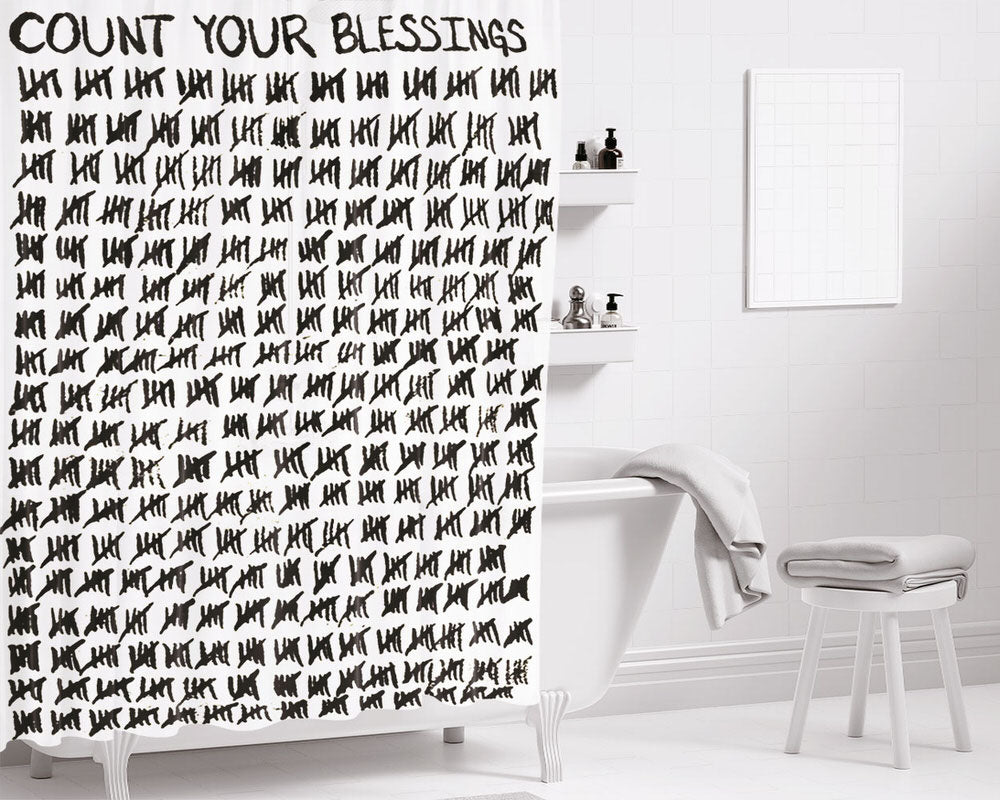 Count Your Blessings Bathroom Shower Curtain Fabric Waterproof | 66 X 72 Inch