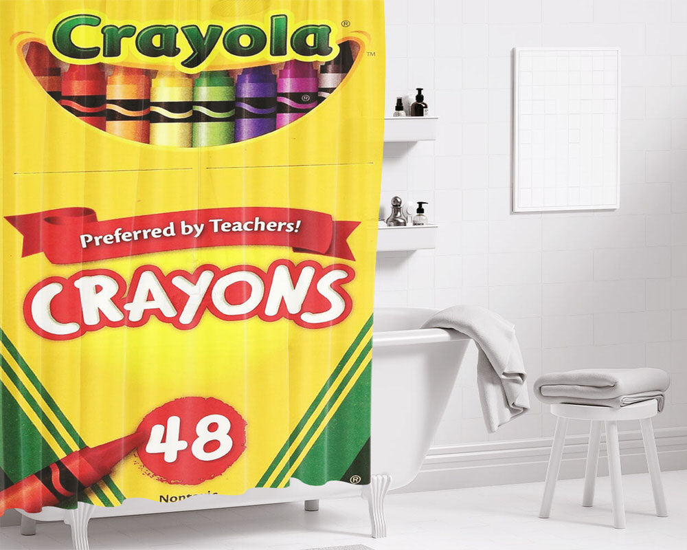 Crayola Crayons Bathroom Shower Curtain Fabric Waterproof | 66 X 72 Inch