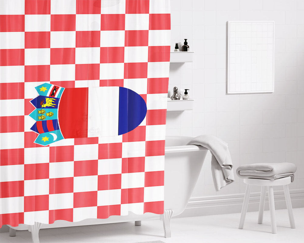 Croatia Flag Bathroom Shower Curtain Fabric Waterproof | 66 X 72 Inch
