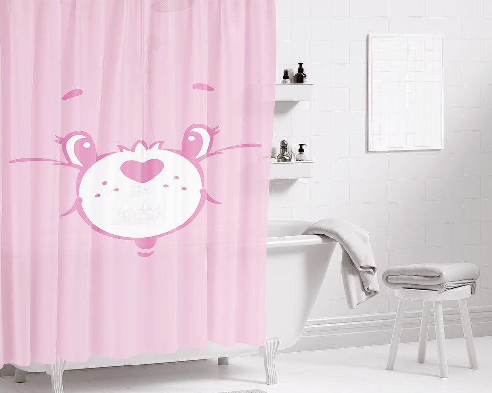 Cute Pink Care Bear Bathroom Shower Curtain Fabric Waterproof | 66 X 72 Inch
