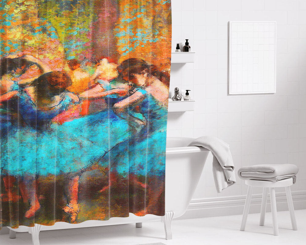 Dancers In Blue By Edgar Degas Bathroom Shower Curtain Fabric Waterproof | 66 X 72 Inch