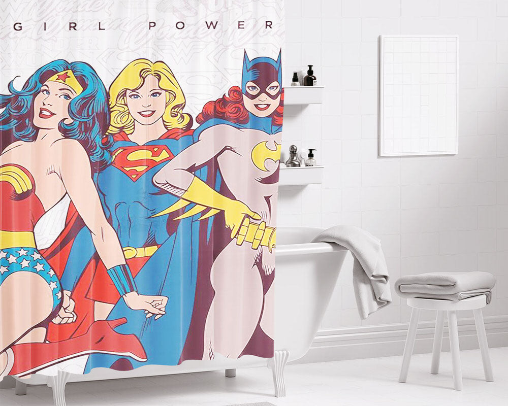 Dc Girl Power 2 Bathroom Shower Curtain Fabric Waterproof | 66 X 72 Inch