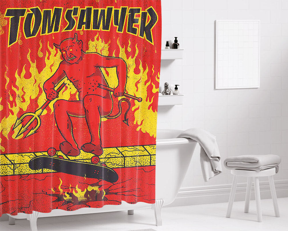 Devil Tom Sawyer Pro S Bathroom Shower Curtain Fabric Waterproof | 66 X 72 Inch