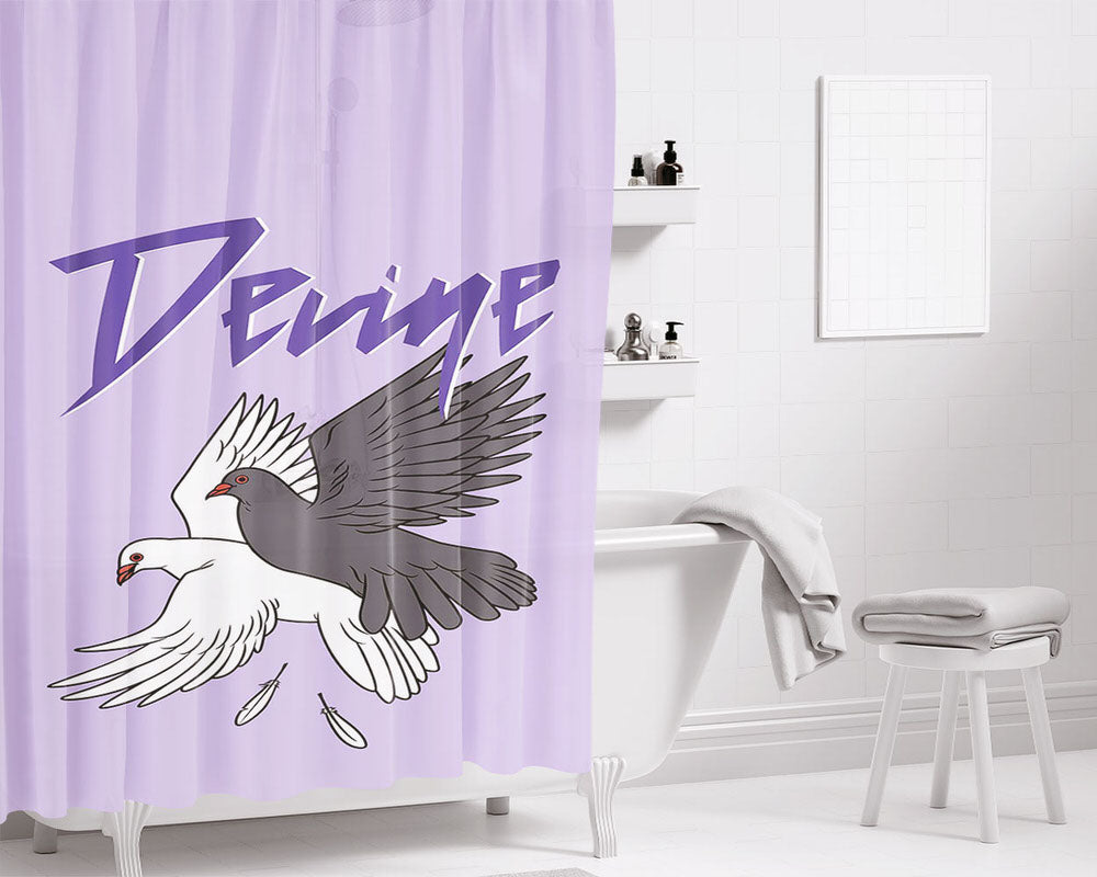 Devine Doves Wallpaper Primitive Skate Bathroom Shower Curtain Fabric Waterproof | 66 X 72 Inch