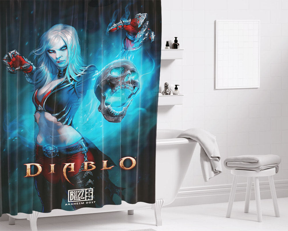 Diablo Necromancer Poster Bathroom Shower Curtain Fabric Waterproof | 66 X 72 Inch