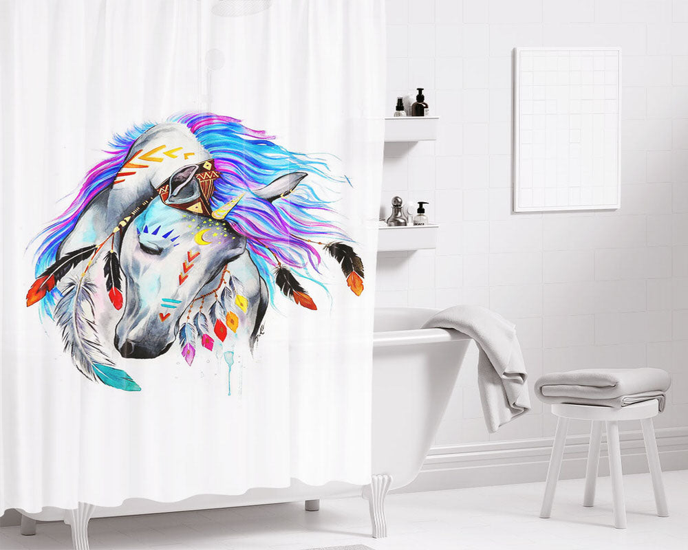 Dibujos De Caballo Bathroom Shower Curtain Fabric Waterproof | 66 X 72 Inch