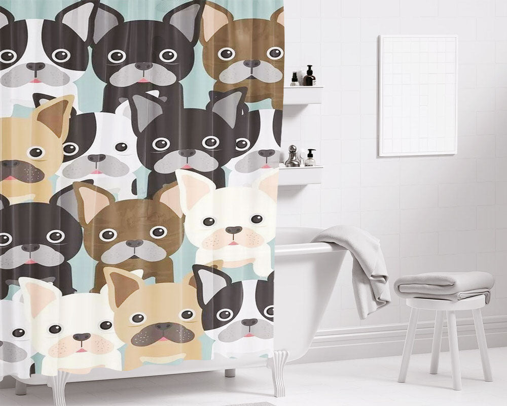 Dogs Bathroom Shower Curtain Fabric Waterproof | 66 X 72 Inch