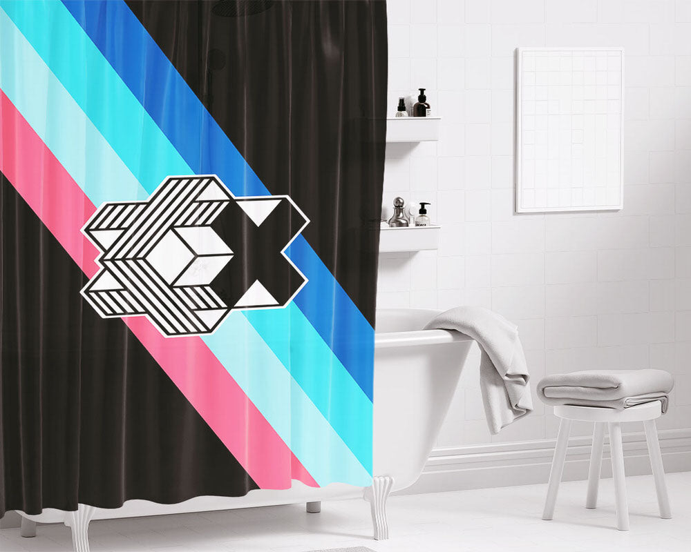 Dolphin Cube Bathroom Shower Curtain Fabric Waterproof | 66 X 72 Inch
