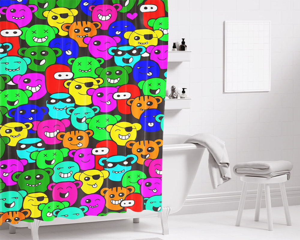 Doodle Art Wallpaper Bathroom Shower Curtain Fabric Waterproof | 66 X 72 Inch
