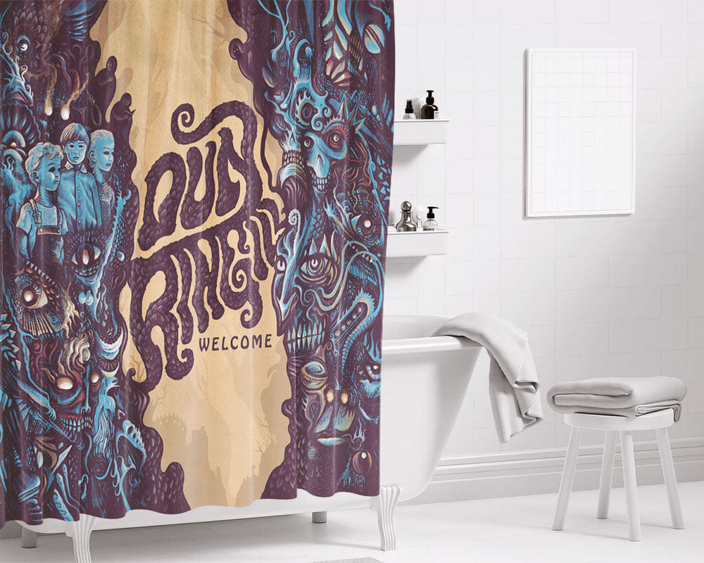 Dun Ringill Poster Bathroom Shower Curtain Fabric Waterproof | 66 X 72 Inch