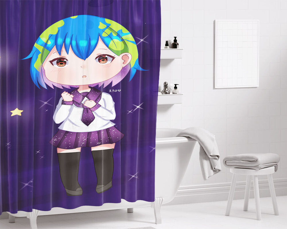 Earth Chan Wallpaper Bathroom Shower Curtain Fabric Waterproof | 66 X 72 Inch