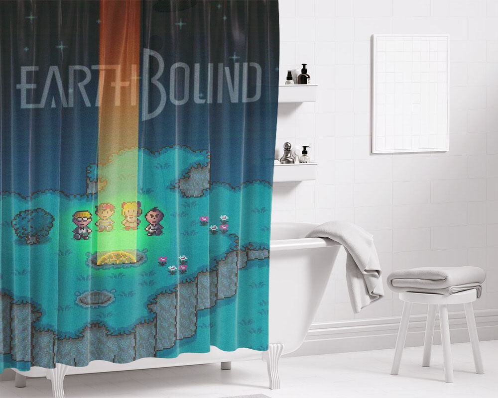 Earthbound Game Poster Bathroom Shower Curtain Fabric Waterproof | 66 X 72 Inch