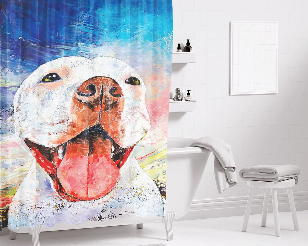East Urban Pitbull Painting Bathroom Shower Curtain Fabric Waterproof | 66 X 72 Inch