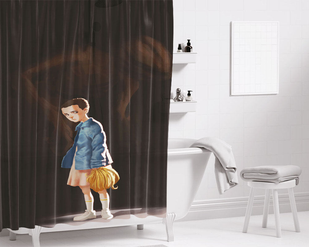 Eleven And Demogorgon Bathroom Shower Curtain Fabric Waterproof | 66 X 72 Inch