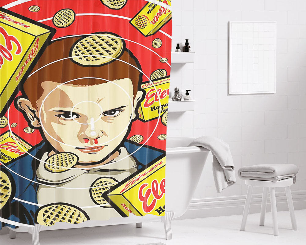 Eleven And Waffles Bathroom Shower Curtain Fabric Waterproof | 66 X 72 Inch