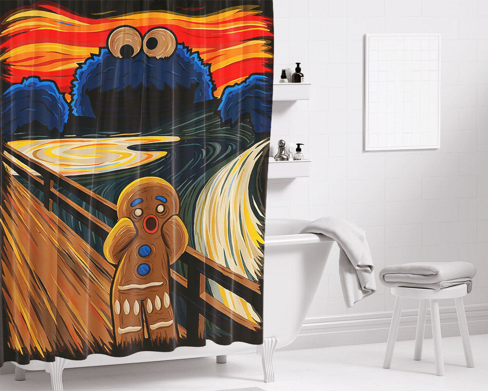 Elmo And Cookie Muncher Bathroom Shower Curtain Fabric Waterproof | 66 X 72 Inch
