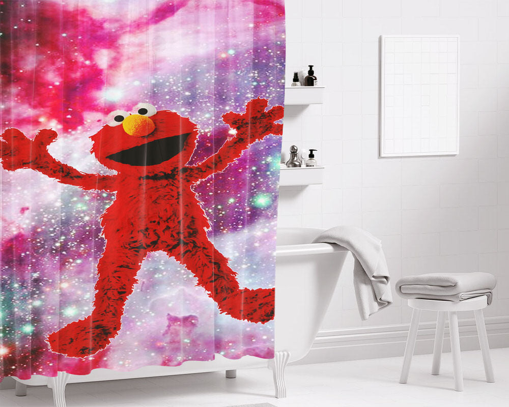 Elmo Mupet Galaxy Bathroom Shower Curtain Fabric Waterproof | 66 X 72 Inch
